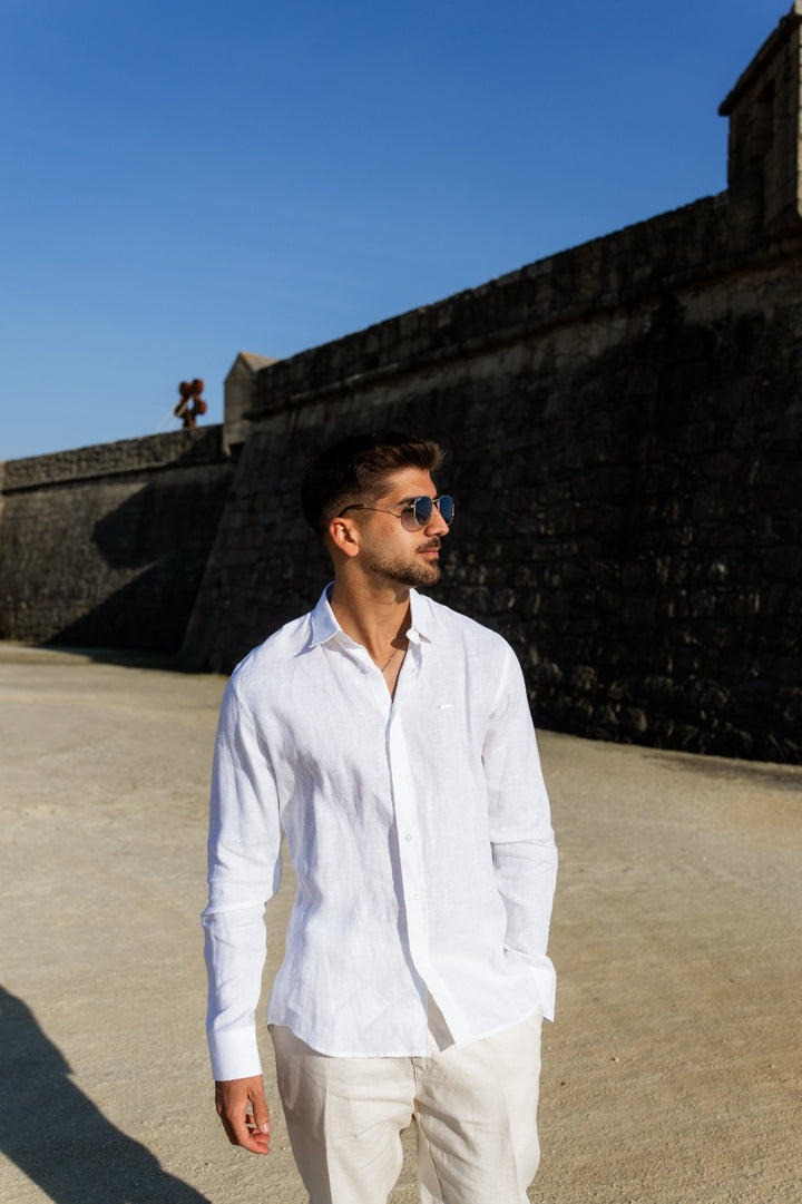 CAMISA BRANCA EM ALGODÃO E LINHO JOVITS