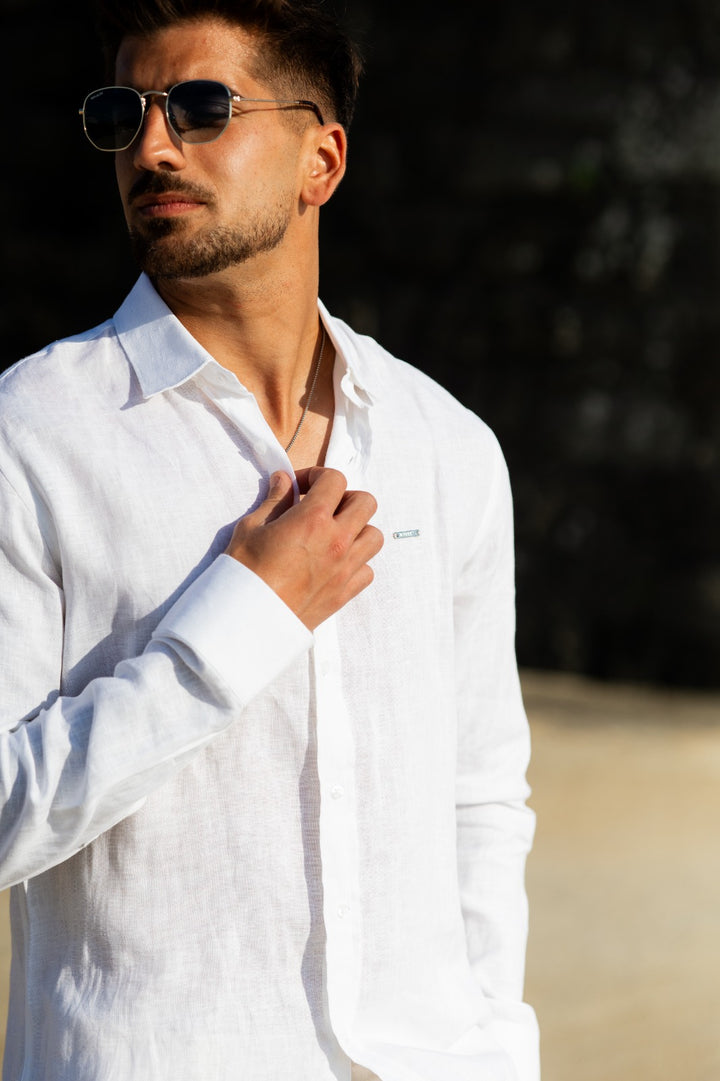 CAMISA BRANCA EM ALGODÃO E LINHO JOVITS