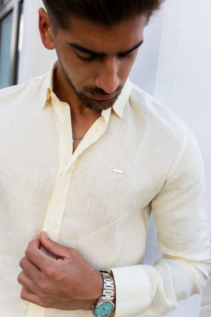 CAMISA AMARELA EM ALGODÃO E LINHO JOVITS