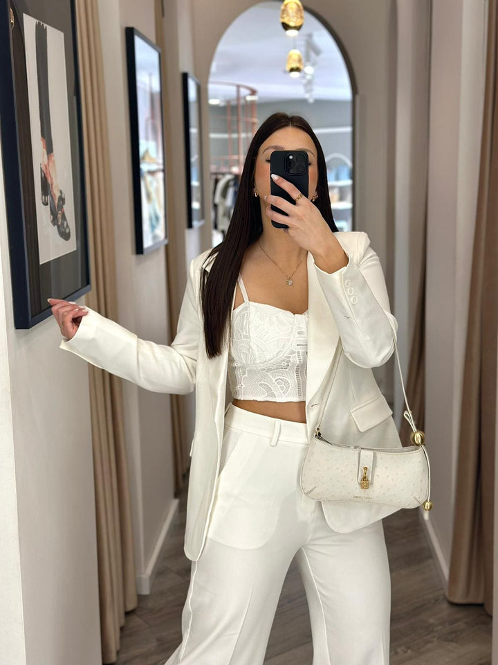 CONJUNTO BRANCO DE ALFAIATARIA PONTO CHIC