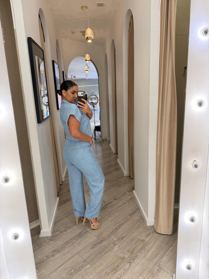 CAMISA CROPPED AZUL DENIM IMPERIAL
