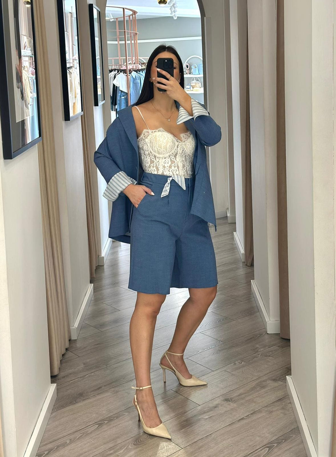BLAZER AZUL COM EFEITO JEANS RINASCIMENTO