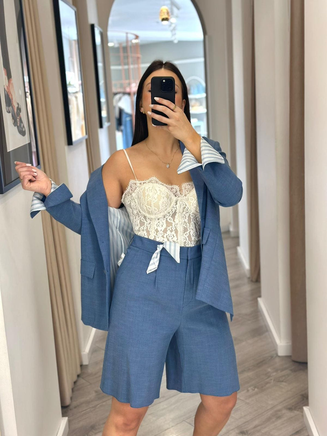 BLAZER AZUL COM EFEITO JEANS RINASCIMENTO
