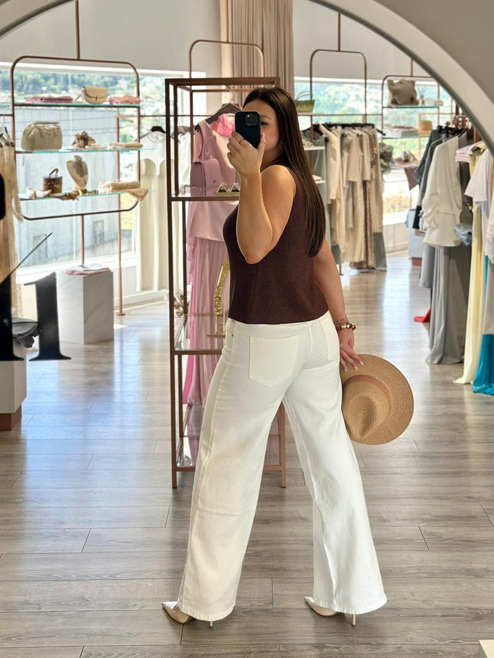 CALÇA BRANCA JEANS PONTO CHIC