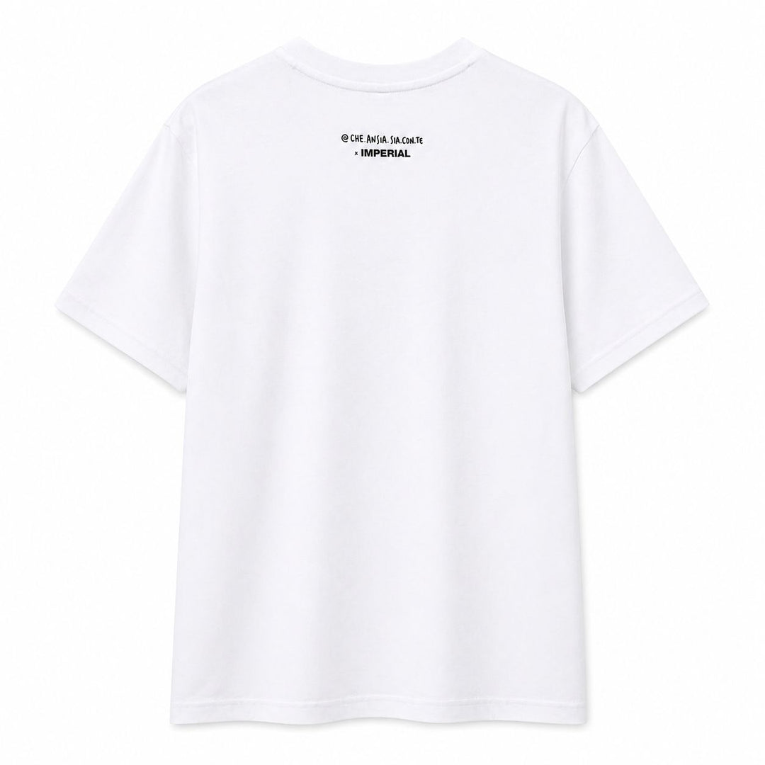 T-SHIRT BRANCA ESTAMPADO PORTA-LÁPIS IMPERIAL