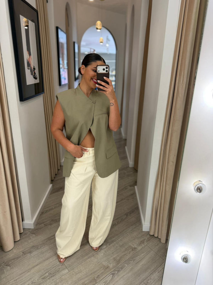 COLETE ESTRUTURADO VERDE KAKI PONTO CHIC