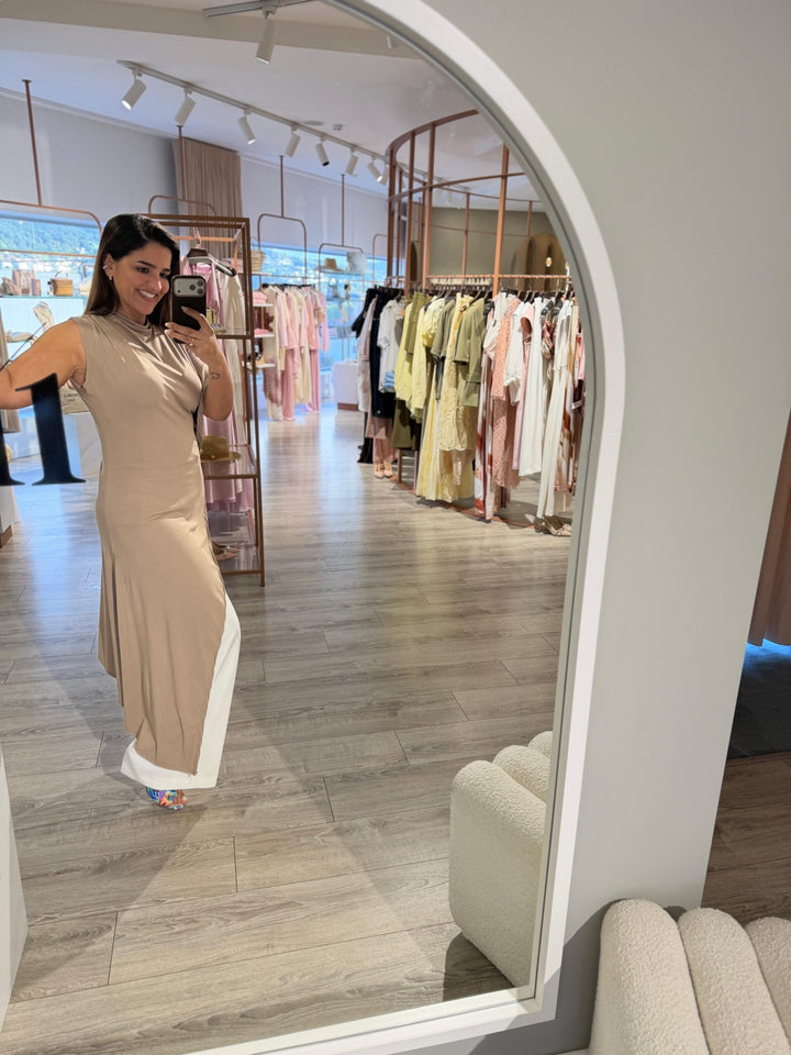TÚNICA ASSIMÉTRICA CASTANHA PONTO CHIC