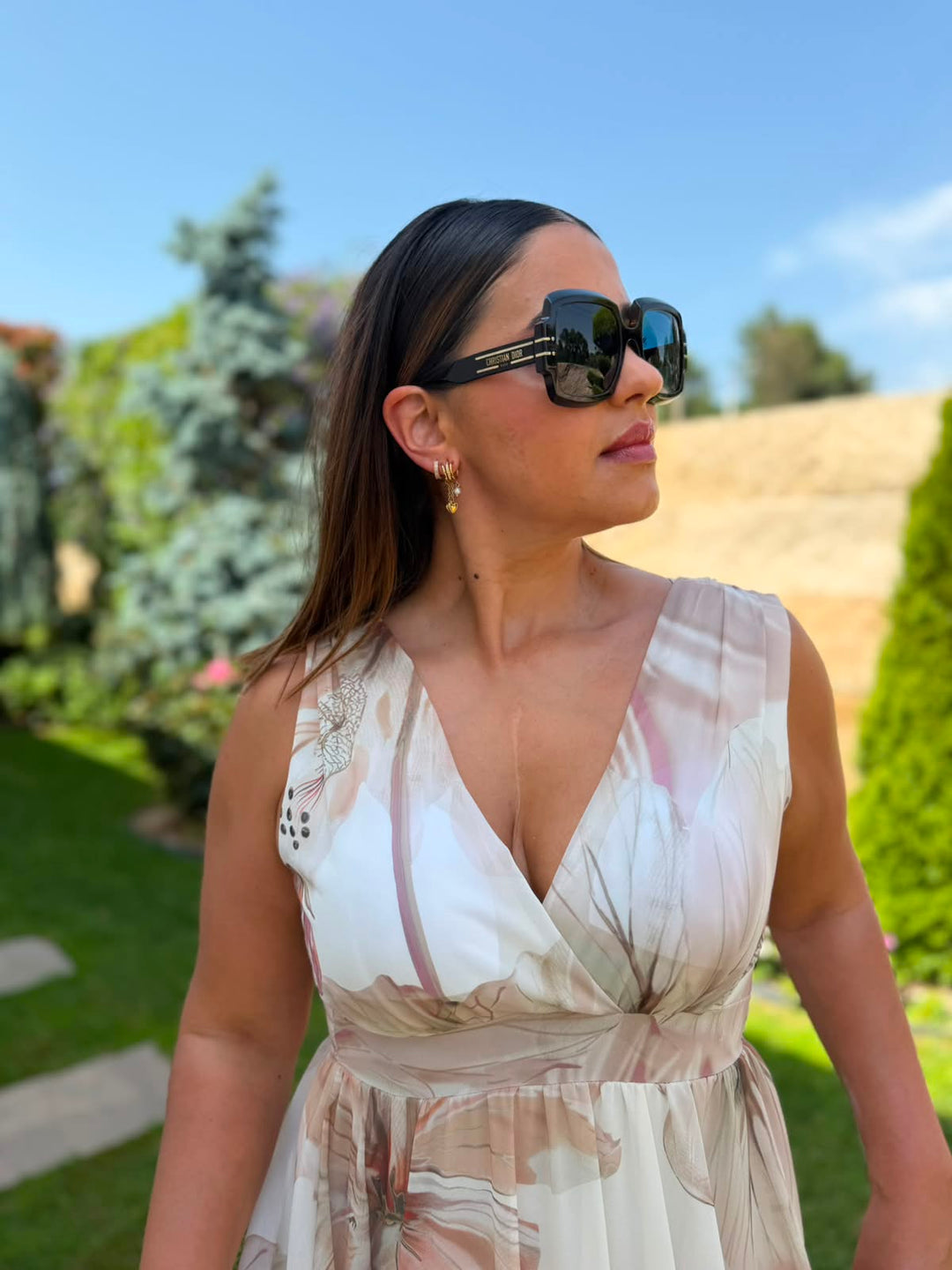 VESTIDO MIDI ESTAMPADO FLORAL PONTO CHIC