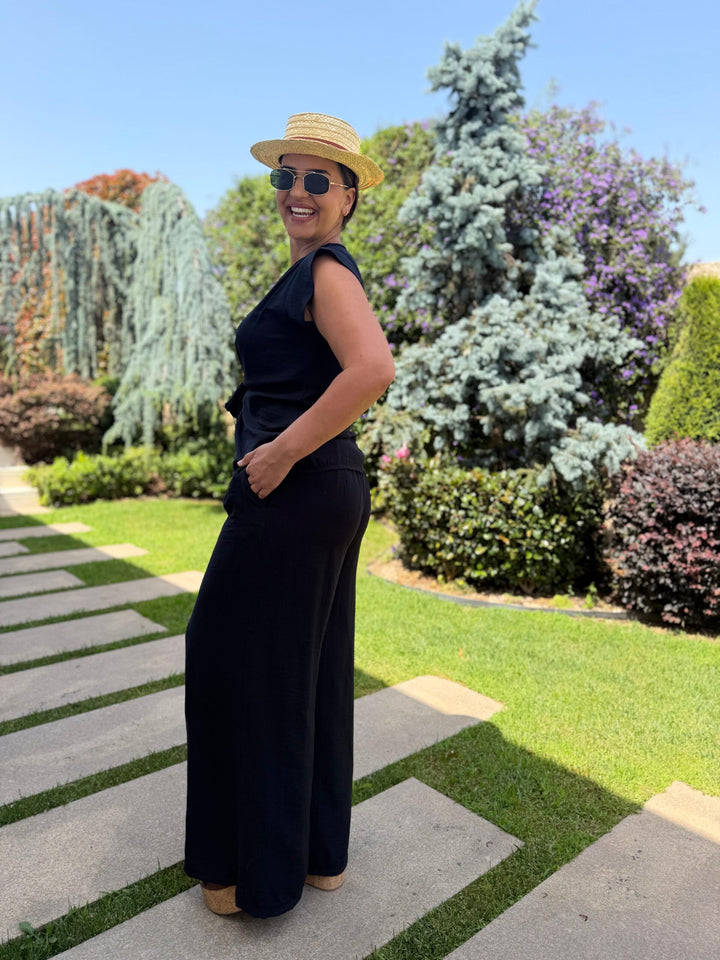 CONJUNTO AZUL MARINHO FLUIDO PONTO CHIC