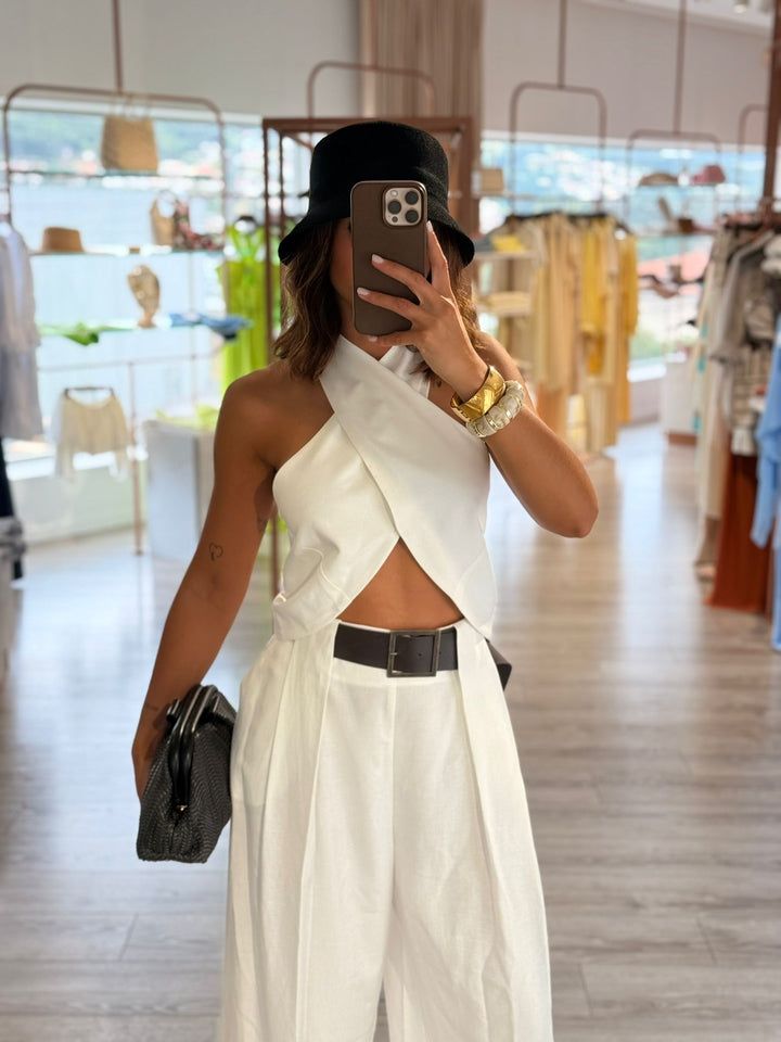 TOP BRANCO CRUZADO COSTAS ABERTAS DIXIE