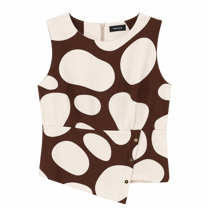 TOP ESTAMPADO CASTANHO E CRU FERRACHE