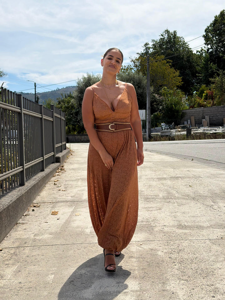 CALÇA CAMEL ALADINO EM RENDA LANÇA PERFUME