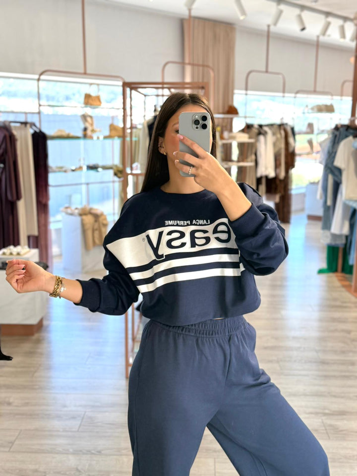 CAMISOLA AZUL COM LOGÓTIPO EASY LANÇA PERFUME