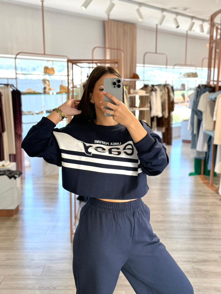 CAMISOLA AZUL COM LOGÓTIPO EASY LANÇA PERFUME