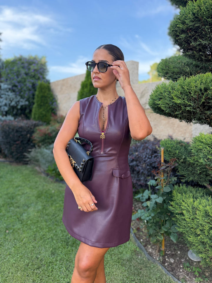 VESTIDO BORDÔ COM FECHO RINASCIMENTO