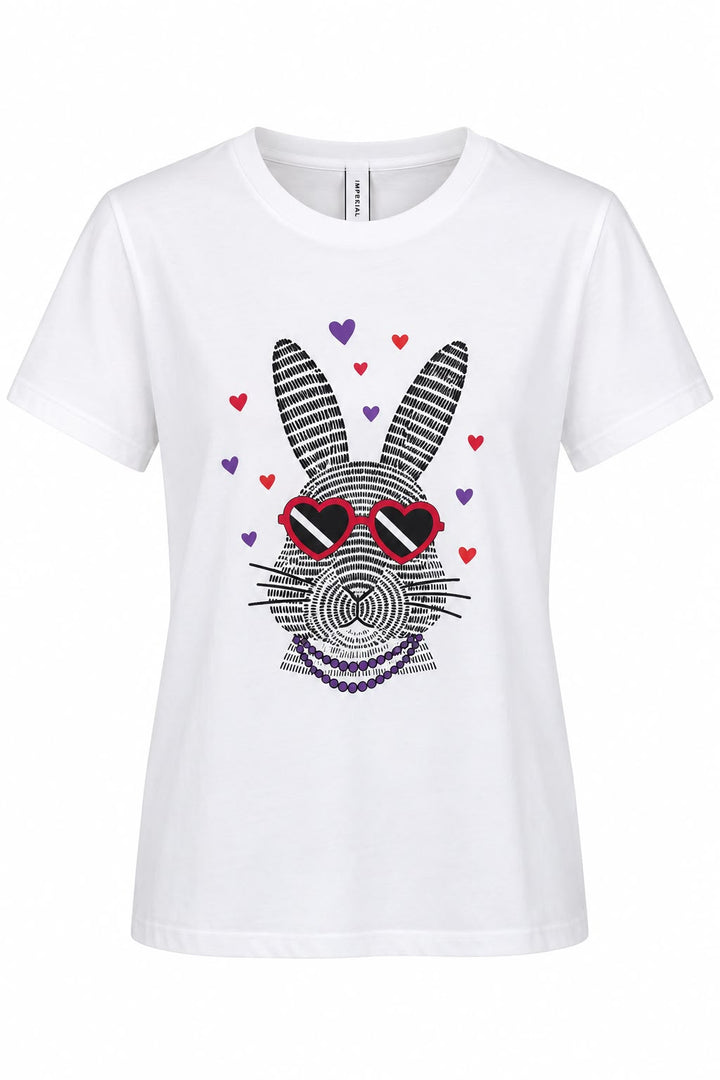 T-SHIRT BRANCA COM ESTAMPADO COELHO IMPERIAL
