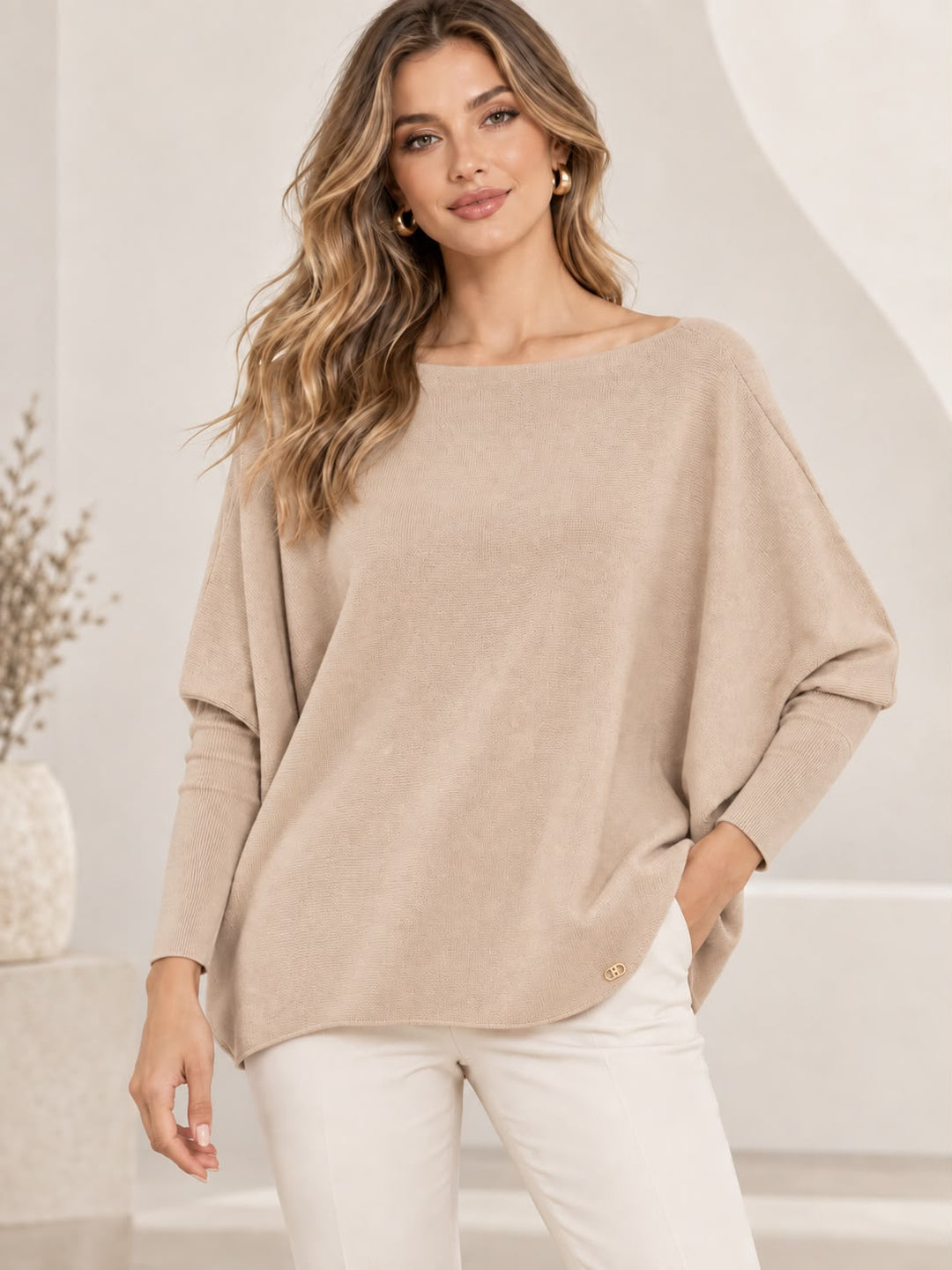 CAMISOLA CRU DE MALHA COM MANGA MORCEGO RUGA
