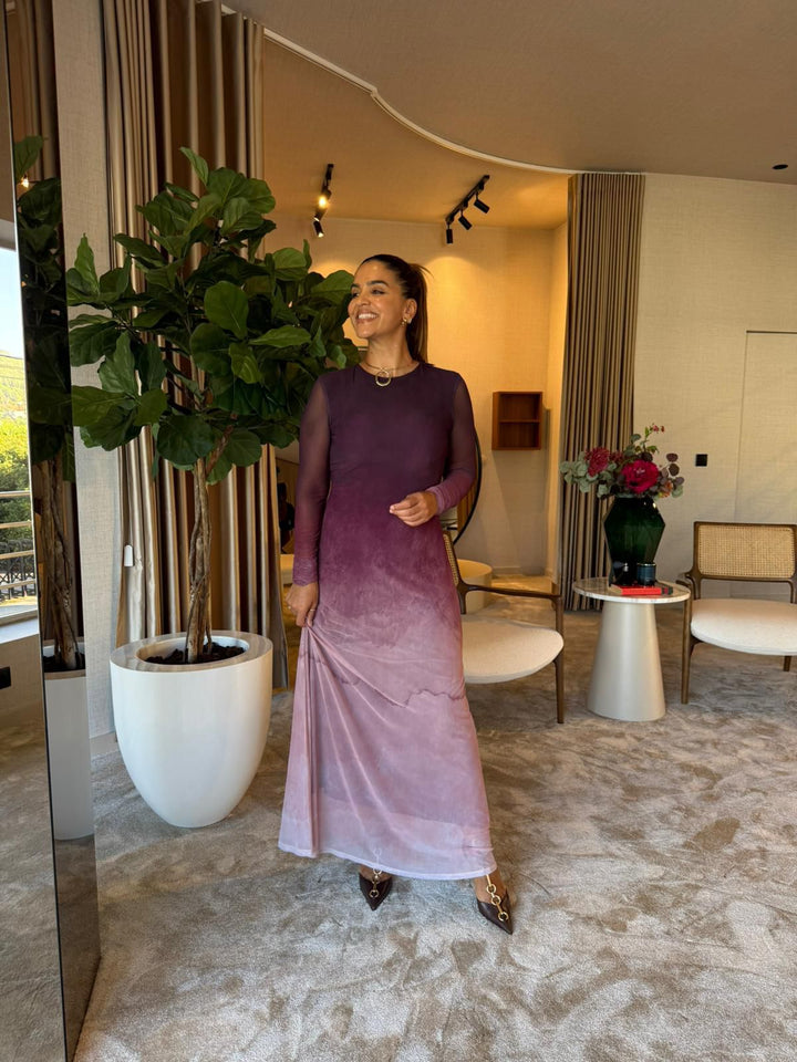 VESTIDO MIDI DEGRADÊ COM DECOTE NAS COSTAS LANÇA PERFUME
