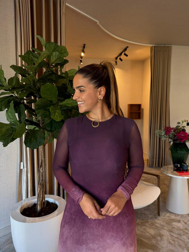 VESTIDO MIDI DEGRADÊ COM DECOTE NAS COSTAS LANÇA PERFUME