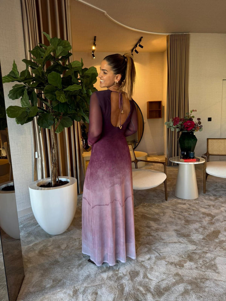 VESTIDO MIDI DEGRADÊ COM DECOTE NAS COSTAS LANÇA PERFUME