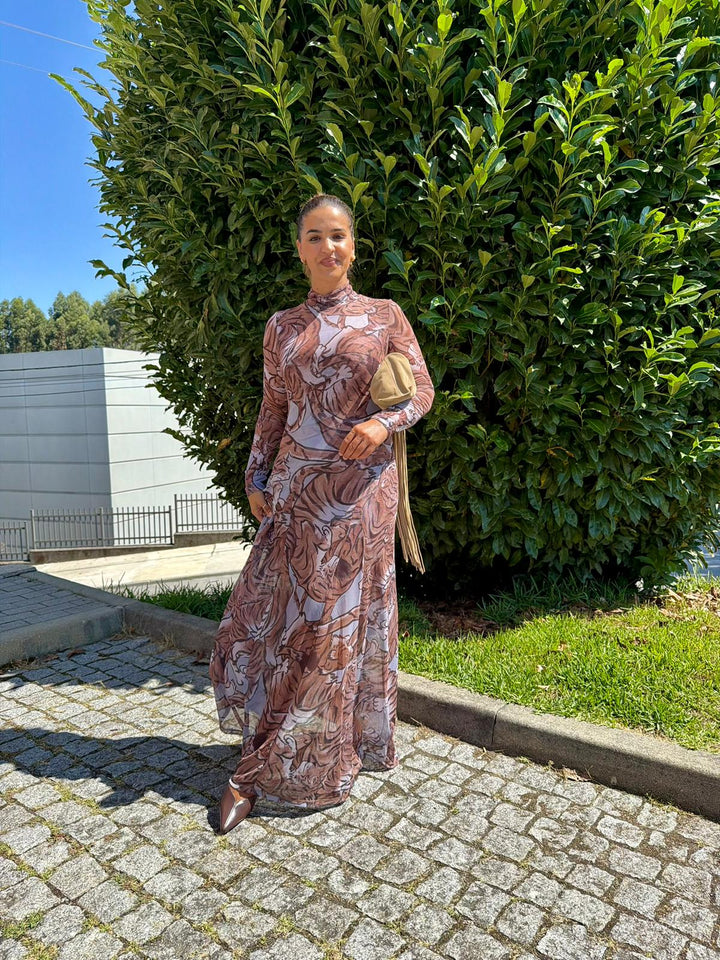 VESTIDO EM TULE ESTAMPADO TIGRE LANÇA PERFUME