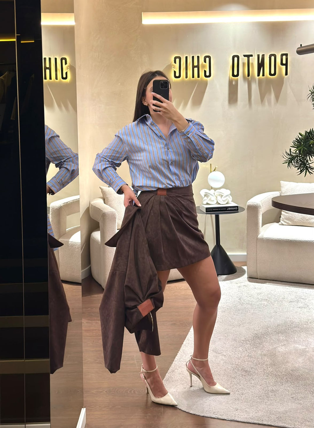 CAMISA ÀS RISCAS AZUL E BORDÔ PLEASE