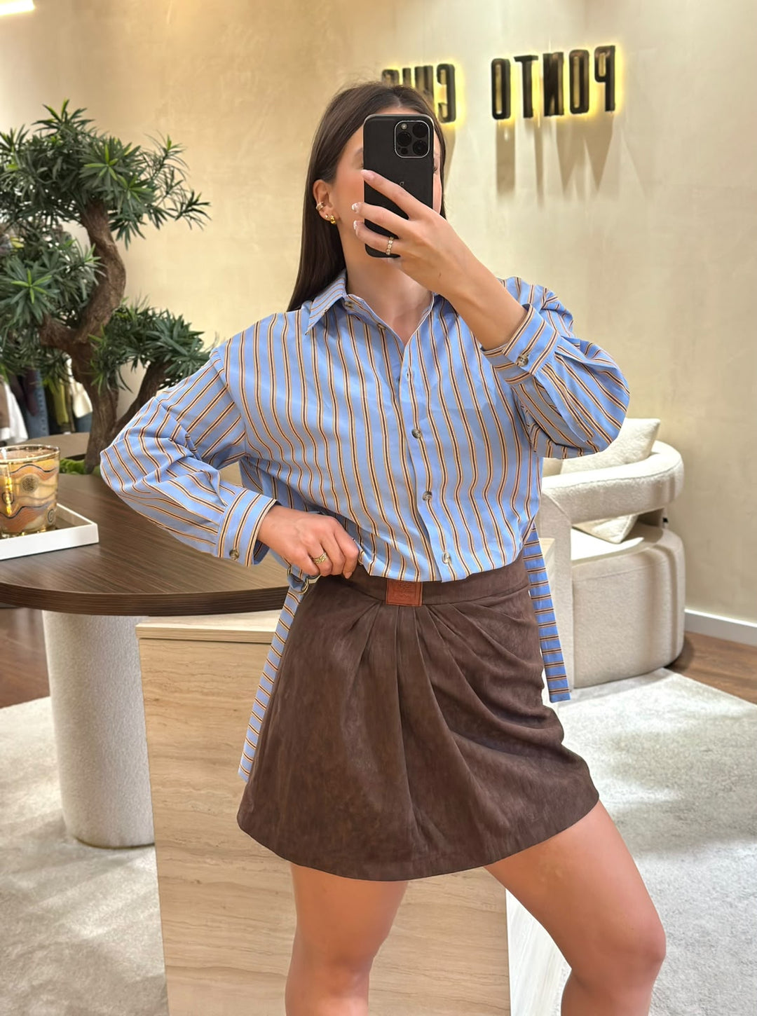 CAMISA ÀS RISCAS AZUL E BORDÔ PLEASE