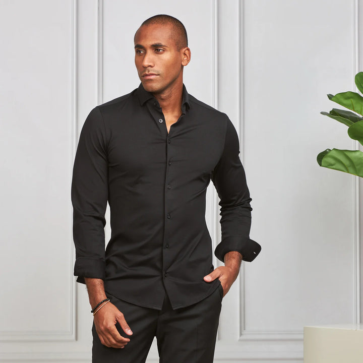 CAMISA STRETCH EASY-IRON PRETA SLIM FIT ZOLF