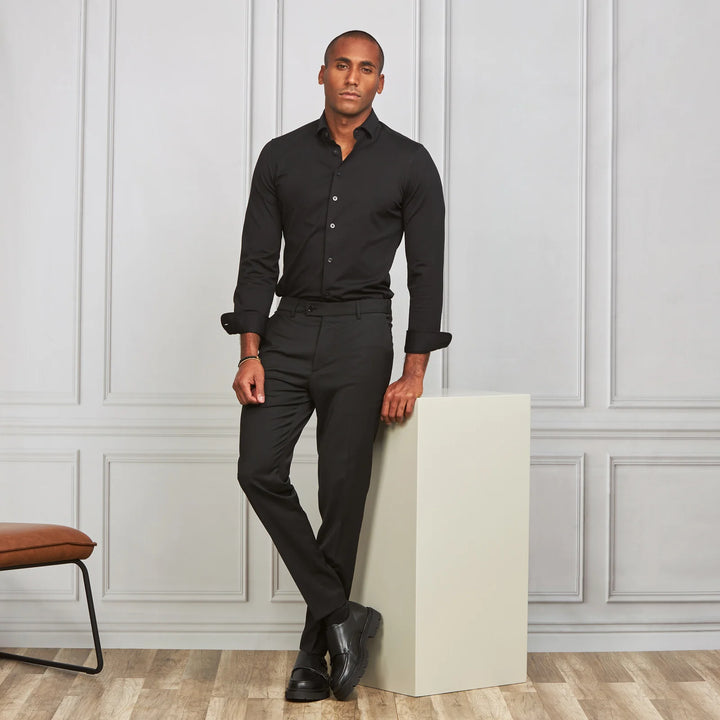 CAMISA STRETCH EASY-IRON PRETA SLIM FIT ZOLF