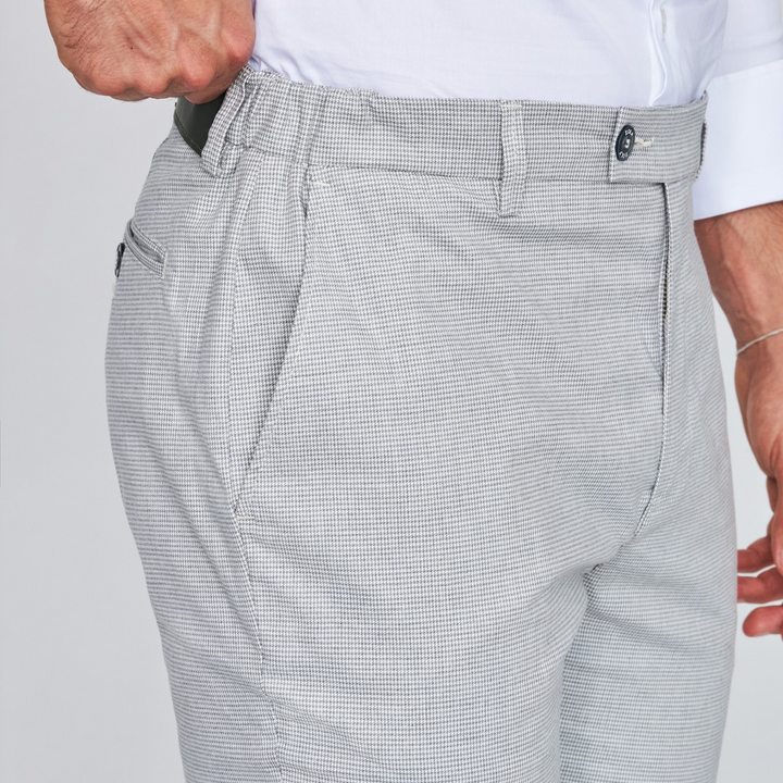 CALÇA PATA DE GALO BRANCO E CINZA SLIM FIT ZOLF