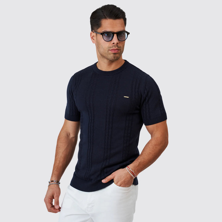 T-SHIRT TRICOT DUPLA TRANÇA AZUL ZOLF