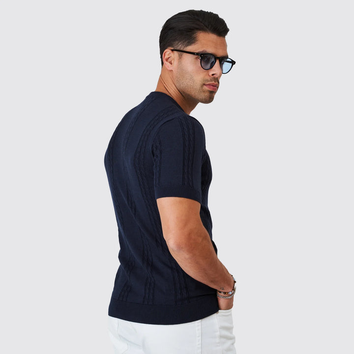 T-SHIRT TRICOT DUPLA TRANÇA AZUL ZOLF