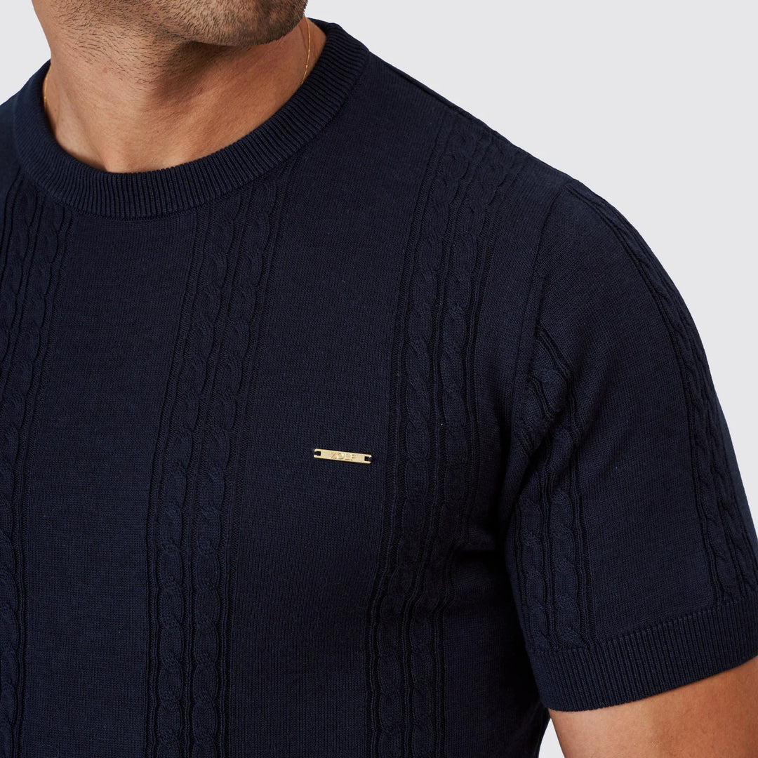 T-SHIRT TRICOT DUPLA TRANÇA AZUL ZOLF