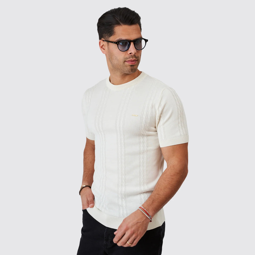 T-SHIRT TRICOT DUPLA TRANÇA CRÚ ZOLF