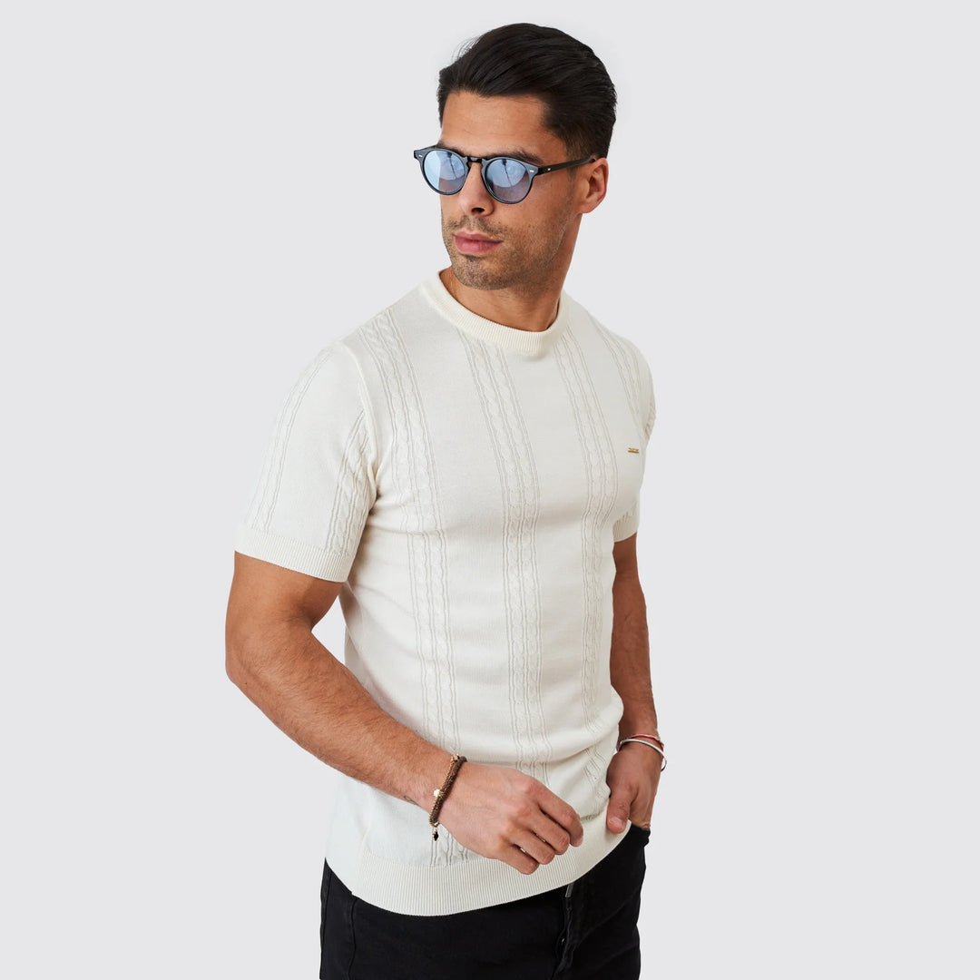 T-SHIRT TRICOT DUPLA TRANÇA CRÚ ZOLF