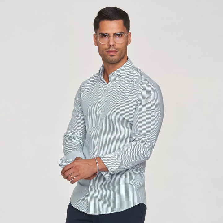 CAMISA GOLA ITALIANA RISCA FINA SLIM FIT VERDE ZOLF