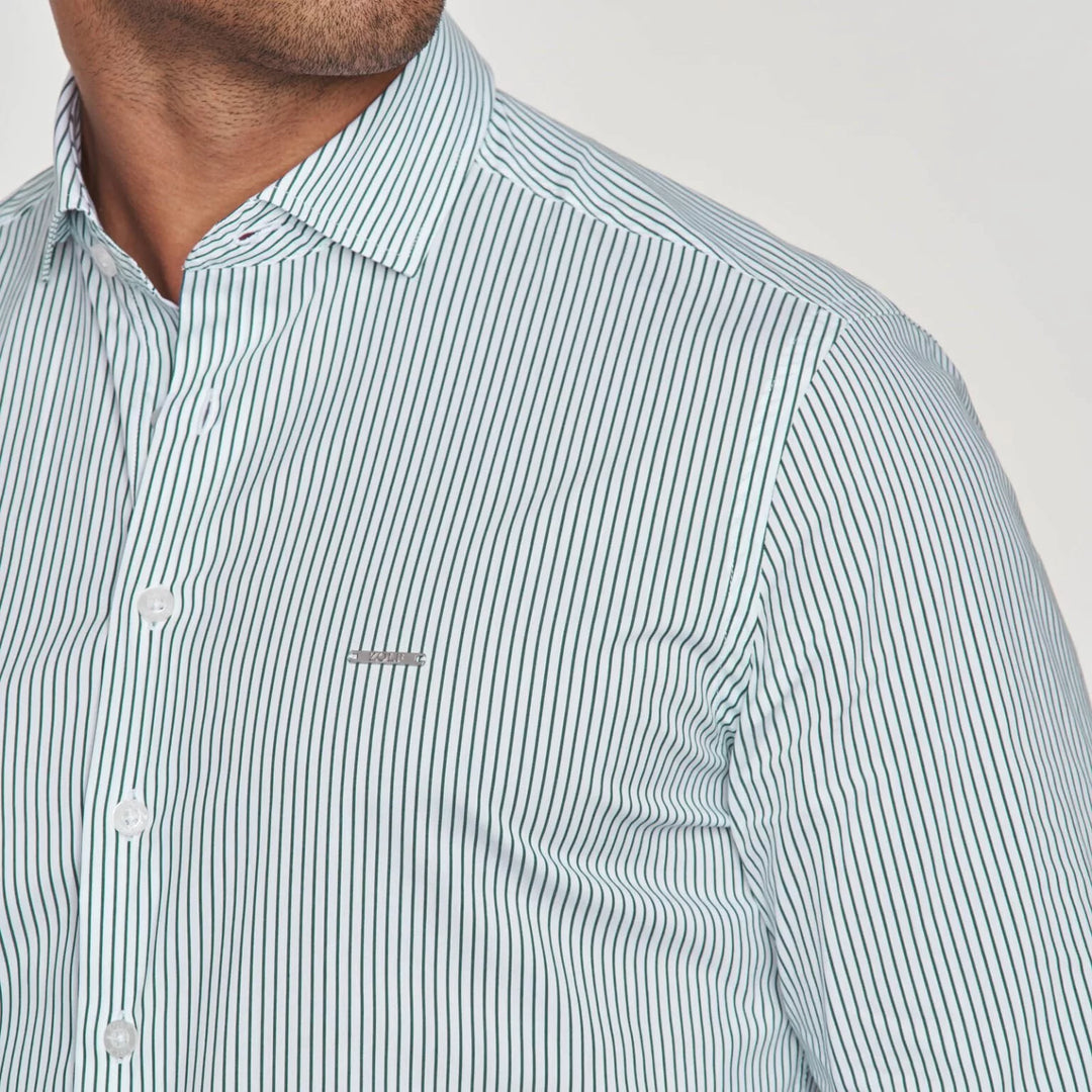 CAMISA GOLA ITALIANA RISCA FINA SLIM FIT VERDE ZOLF