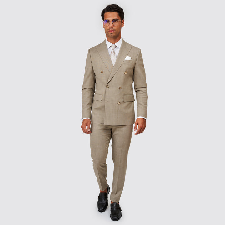 Fato trespasse textura areia slim fit Zolf | Ponto Chic