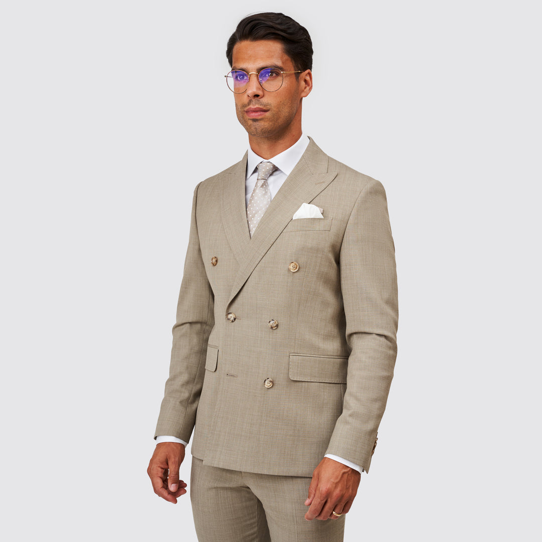 Fato trespasse textura areia slim fit Zolf | Ponto Chic