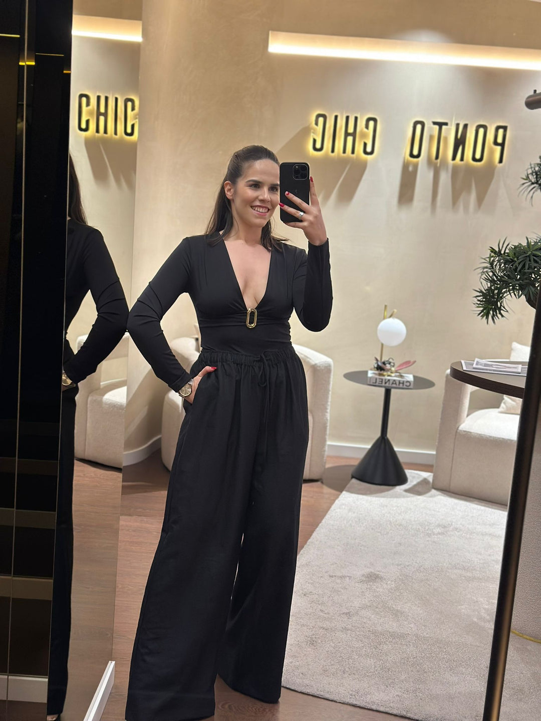 PANTALONA PRETA COM CORDÃO ELEH
