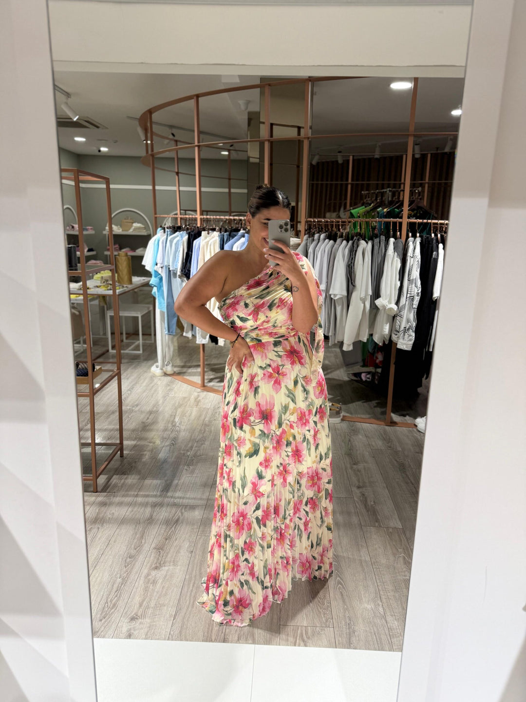 VESTIDO ESTAMPADO PLISSADO PONTO CHIC