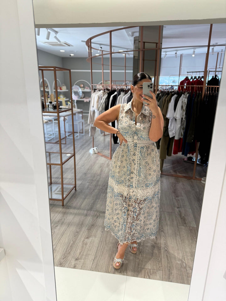 VESTIDO CAMISEIRO TECIDO BORDADO PONTO CHIC