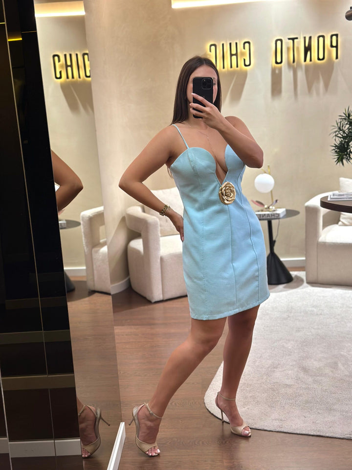 VESTIDO CURTO AZUL LANÇA PERFUME