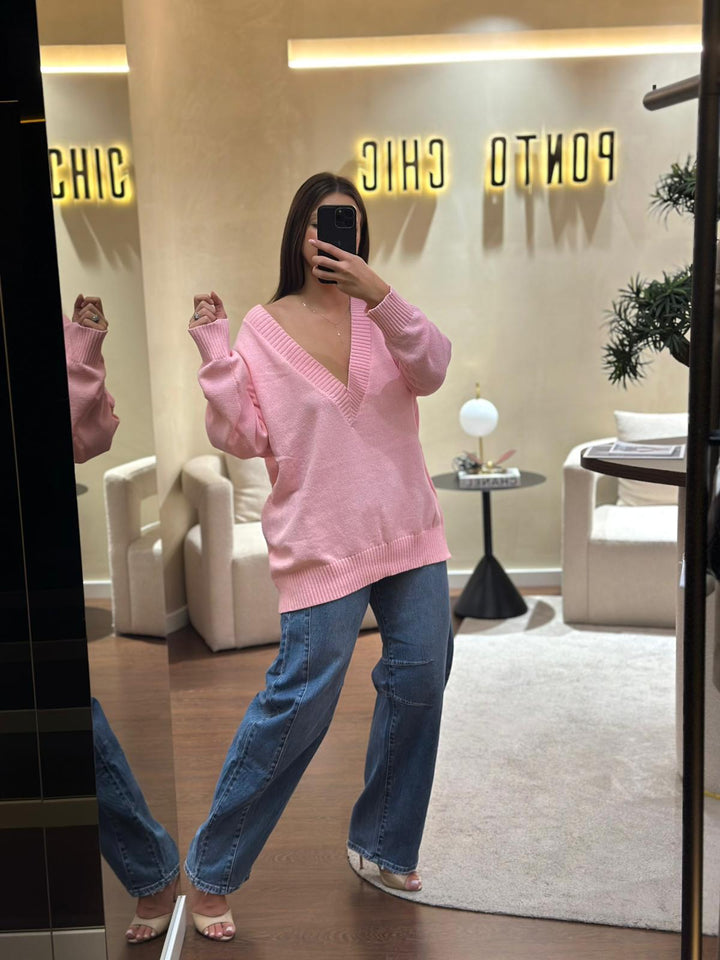 CAMISOLA OVERSIZE ROSA PONTO CHIC