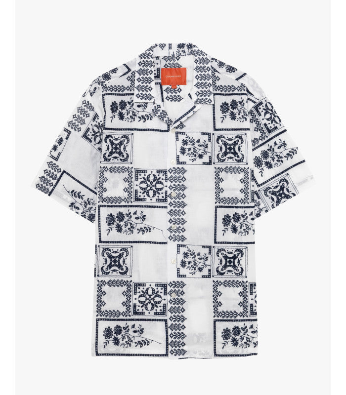 CAMISA BRANCA COM BORDADO INGLÊS AZUL GIANNI LUPO
