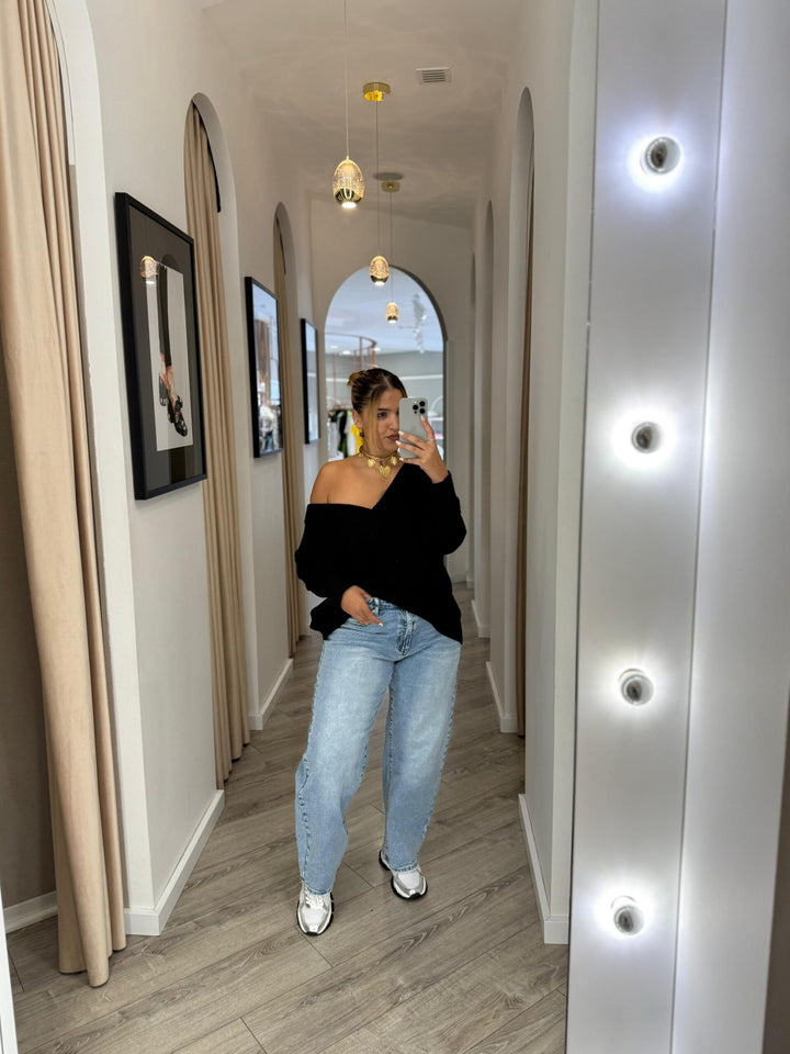 CAMISA OVERSIZE PRETO PONTO CHIC