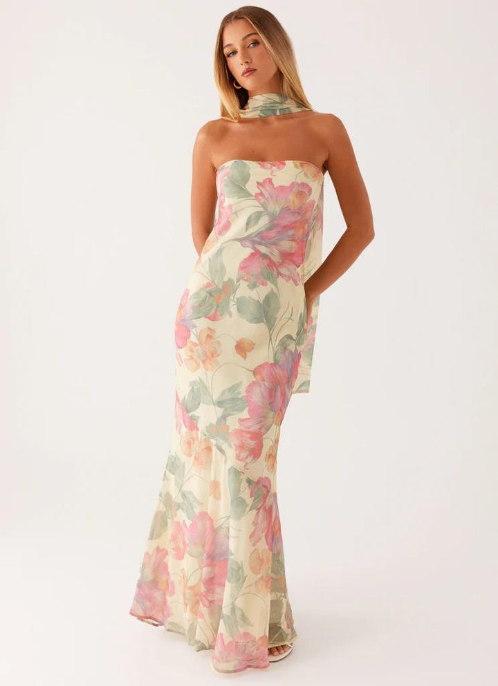 VESTIDO COMPRIDO ESTAMPADO PONTO CHIC