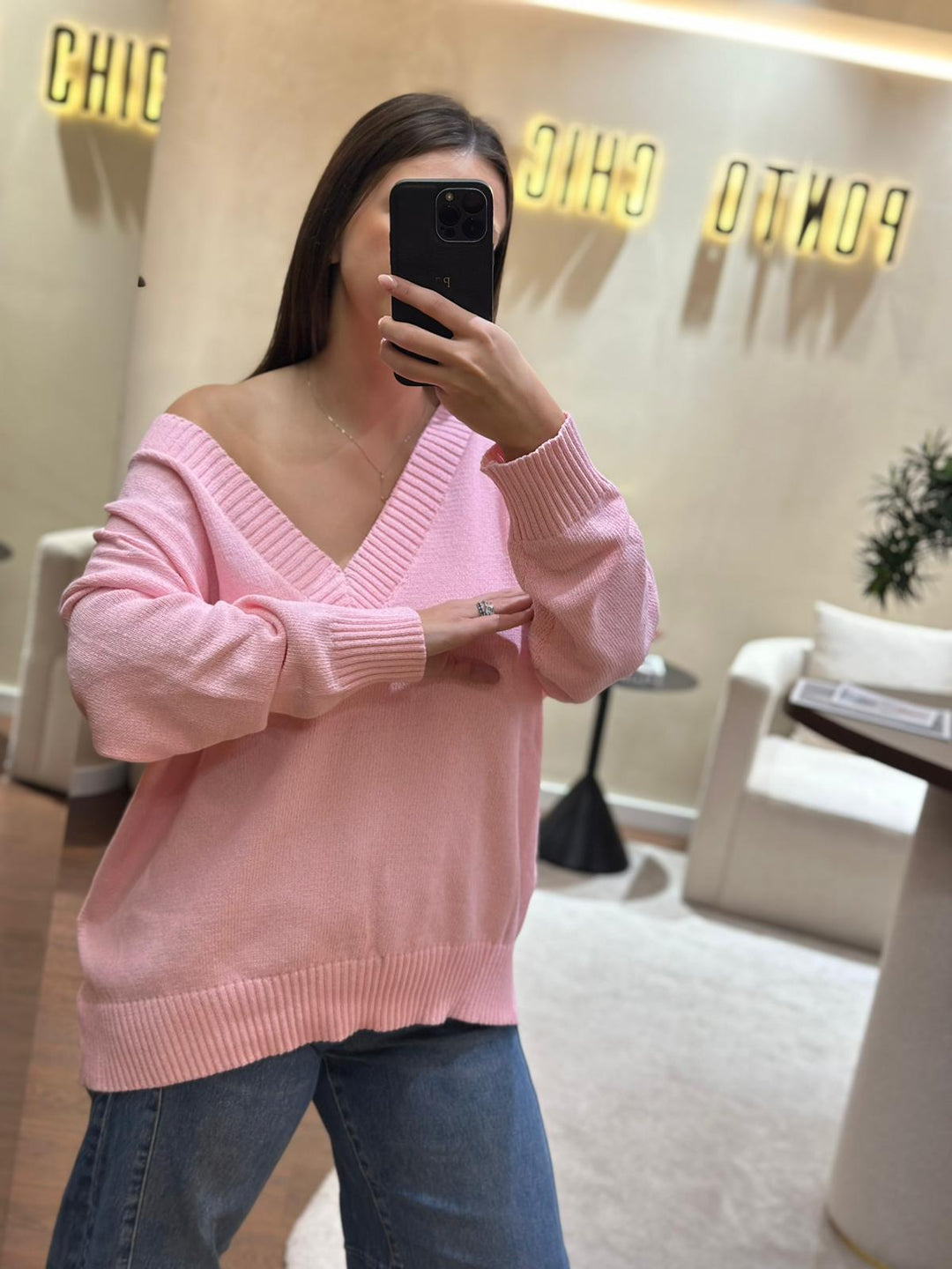 CAMISOLA OVERSIZE ROSA PONTO CHIC