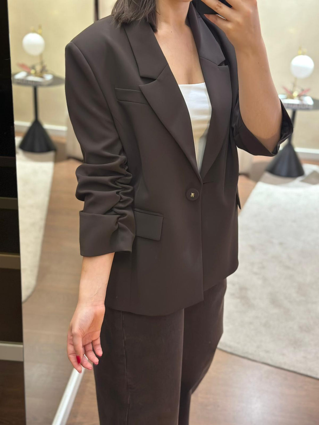 BLAZER CASTANHO COM MANGAS FRANZIDAS IMPERIAL