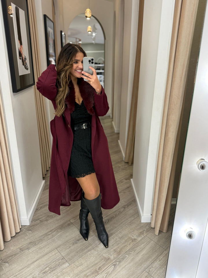 CASACO BORDEAUX COM PELO PONTO CHIC